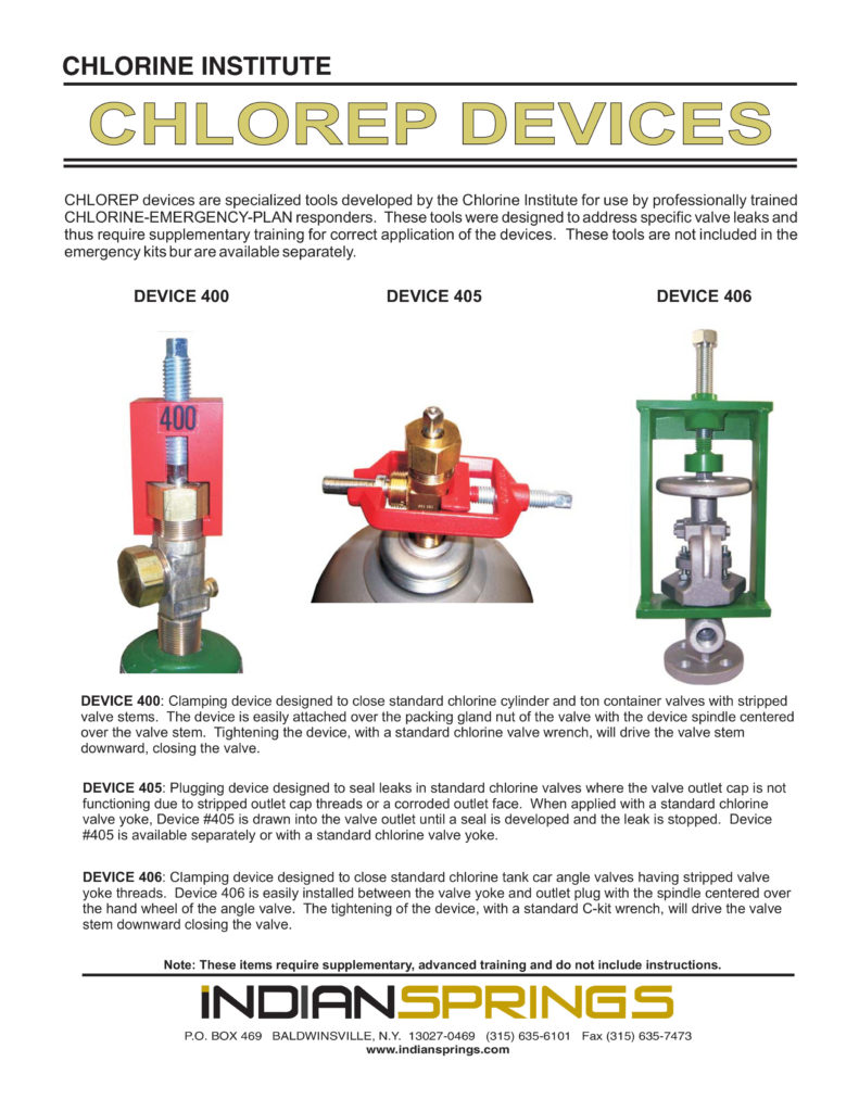 CHLOREP Devices Literature | Indian Springs Manufacturing